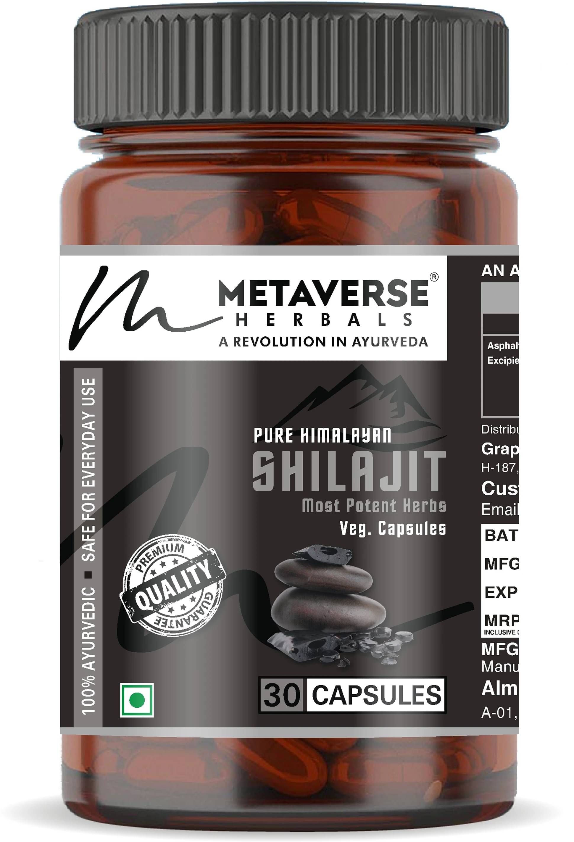     			Metaverse Shilajit Capsule Men Strength & Stamina Ayurvedic Capsule Natural Ingredient 30 No.s