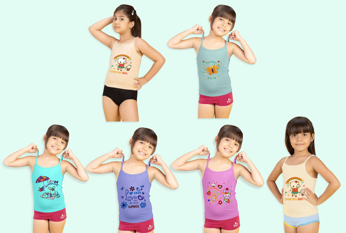     			Paryag Pack of 6 Baby Girls Cotton Blend Camisoles ( Multicolor )
