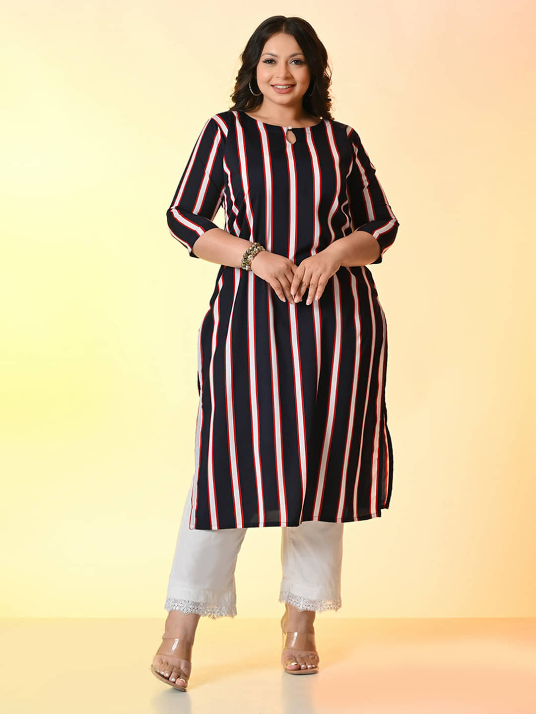     			PrettyPlus by Desinoor.com Women Crepe Printed Straight Kurti ( Multicoloured )