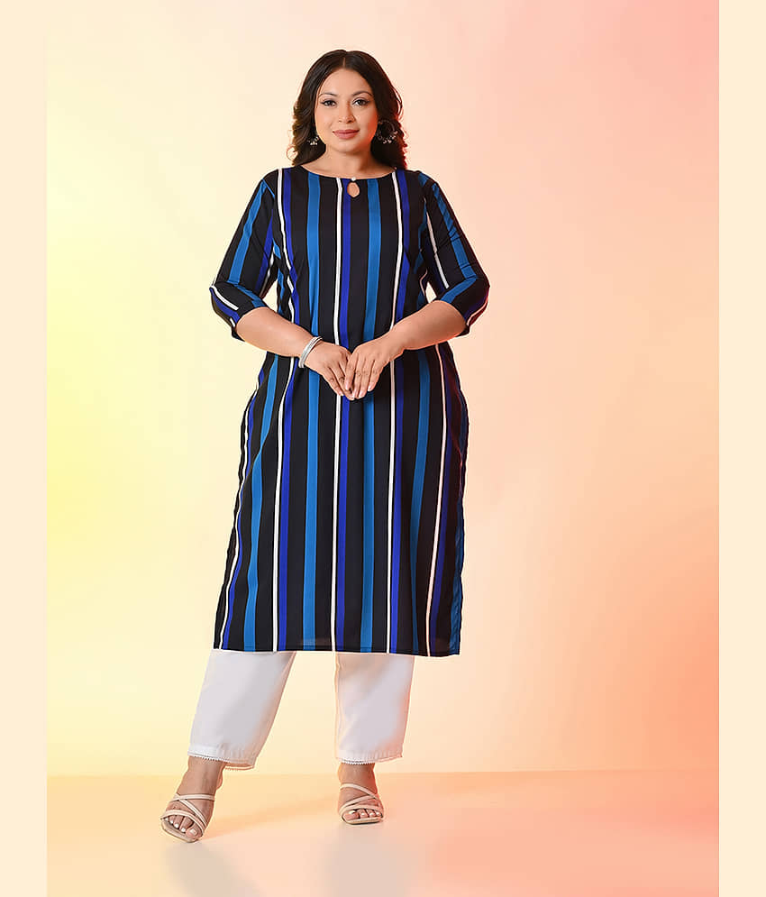 PrettyPlus by Desinoor.com Women Crepe Printed Straight Kurti ( Light Blue ) - Kurtis, Tunics | Buy online on ZillyBuy
