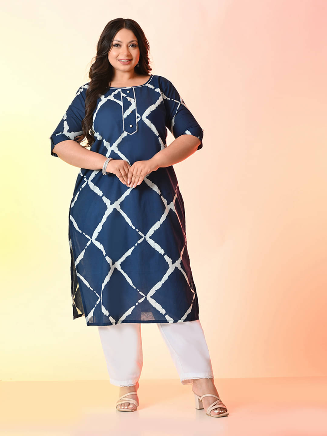 PrettyPlus by Desinoor.com Women Cotton Printed Straight Kurti ( Navy ) PrettyPlus by Desinoor.com Women Cotton Printed Straight Kurti ( Navy )