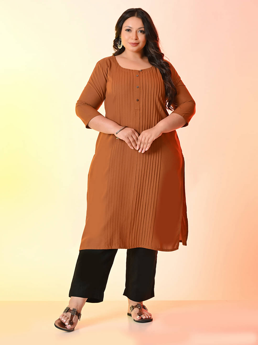 PrettyPlus by Desinoor.com Women Viscose Rayon Solid Straight Kurti ( Mustard ) PrettyPlus by Desinoor.com Women Viscose Rayon Solid Straight Kurti ( Mustard )