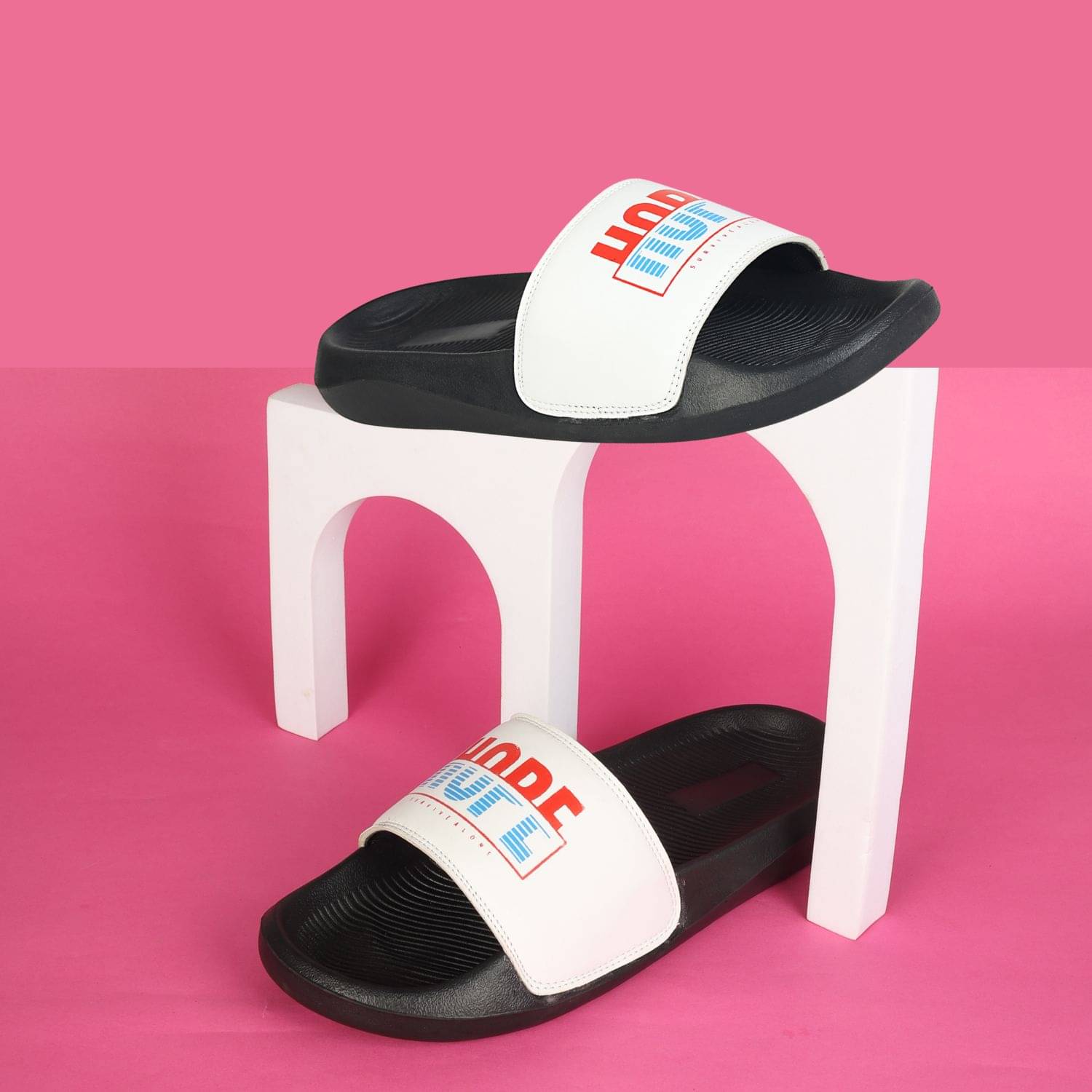     			Q tick White Men's Slide Flip Flop