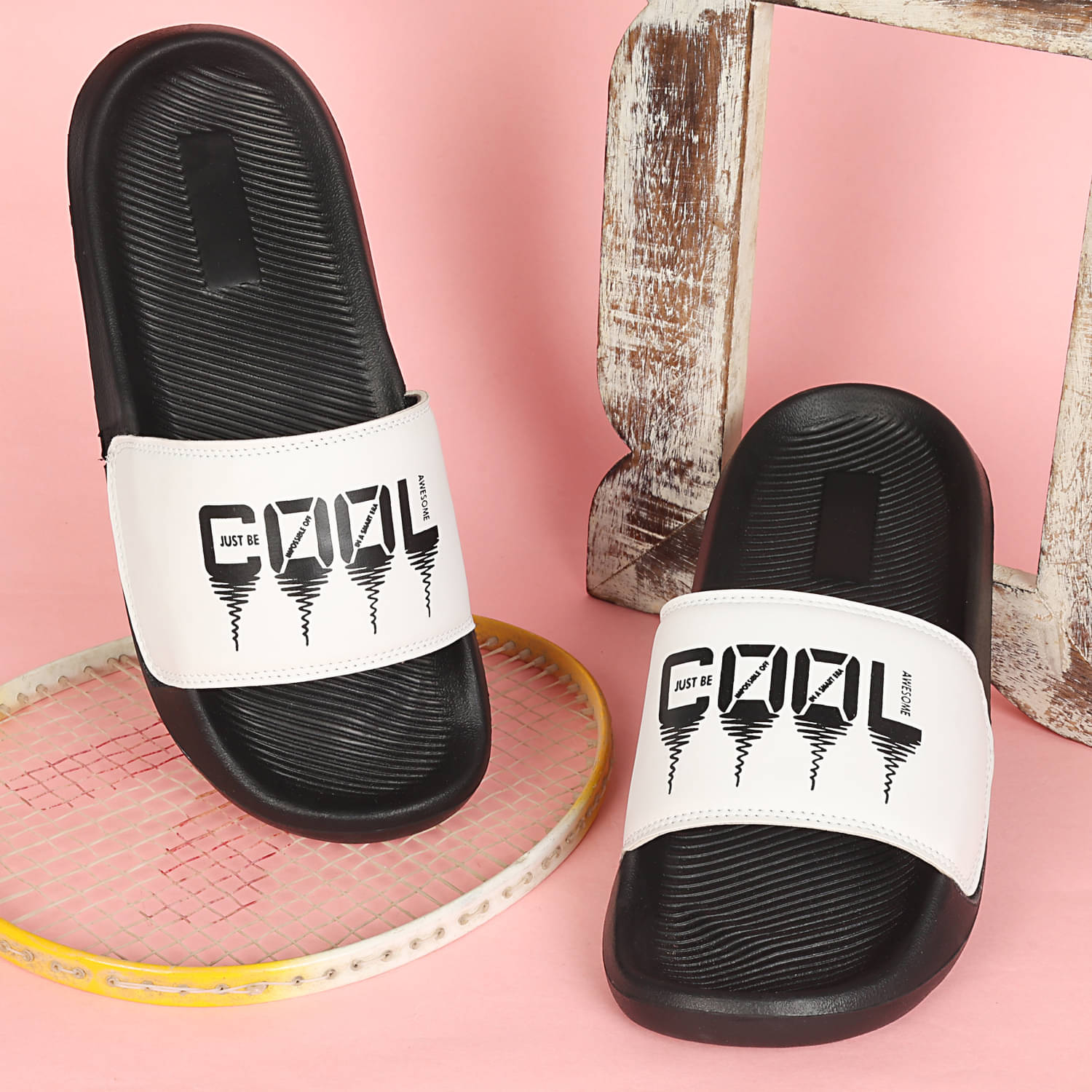     			Q tick White Men's Slide Flip Flop