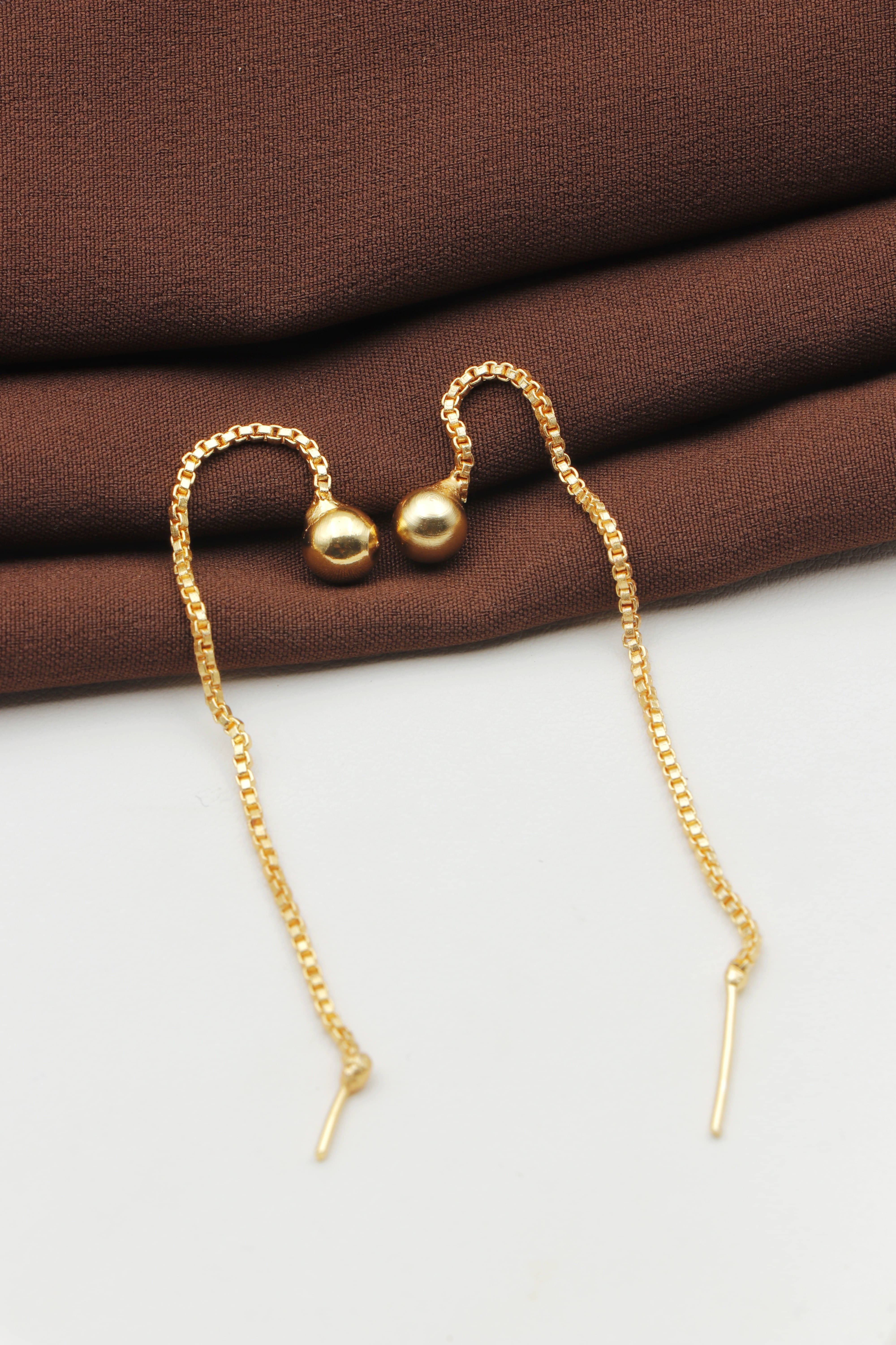     			Renu Creations Golden Ear Chain Earrings ( Pack of 1 )