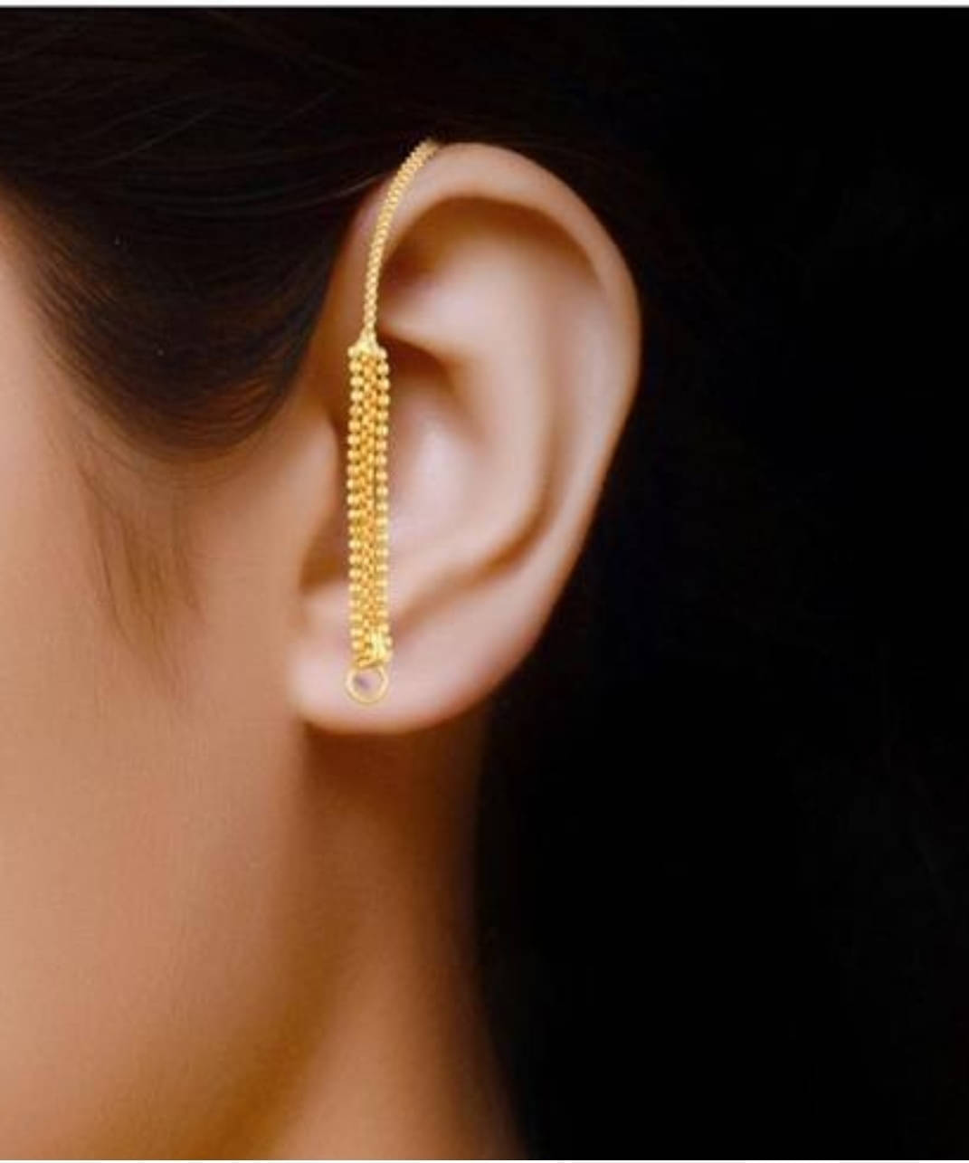     			Renu Creations Golden Ear Chain Earrings ( Pack of 1 )