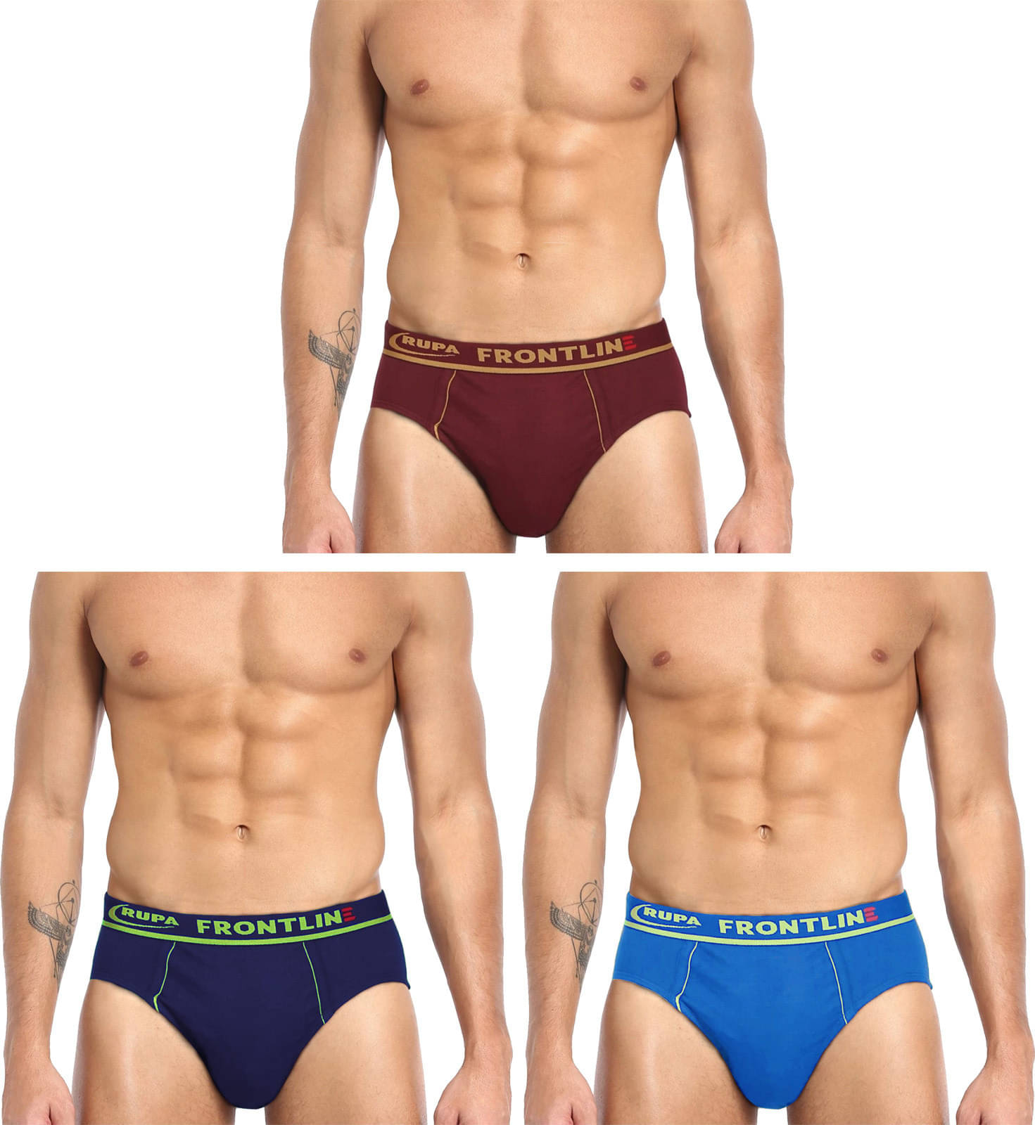 Rupa Frontline Pack of 3 Cotton Briefs For Men's ( Multicolor ) Rupa Frontline Pack of 3 Cotton Briefs For Men's ( Multicolor )