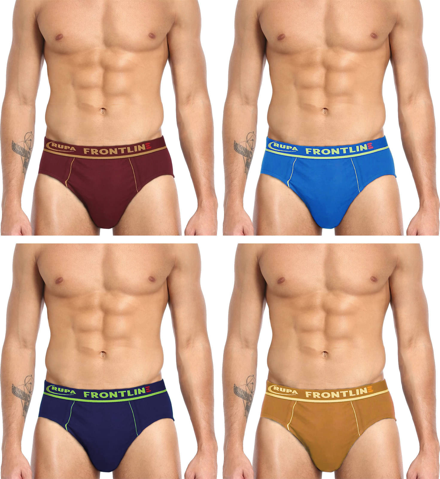 Rupa Frontline Pack of 4 Cotton Briefs For Men's ( Multicolor ) Rupa Frontline Pack of 4 Cotton Briefs For Men's ( Multicolor )