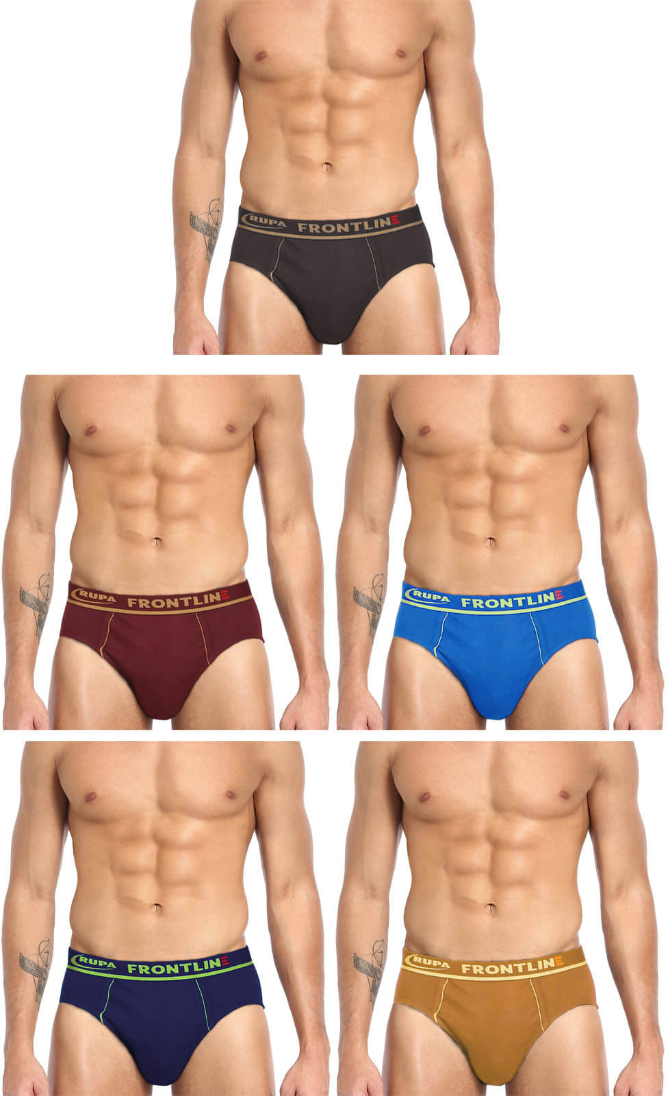     			Rupa Frontline Pack of 5 Cotton Briefs For Men's ( Multicolor )