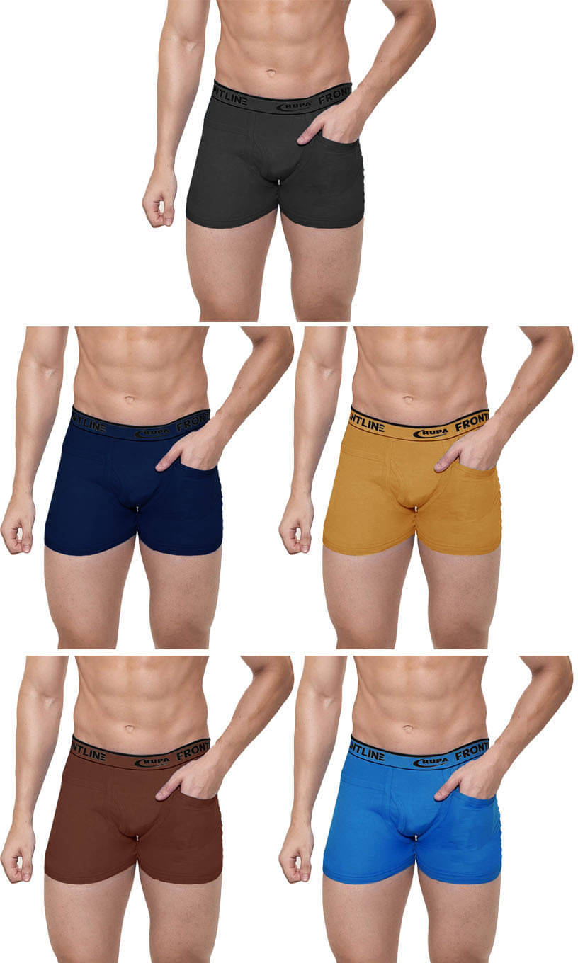 Rupa Frontline Pack of 5 Cotton Trunks For Men's ( Multicolor ) Rupa Frontline Pack of 5 Cotton Trunks For Men's ( Multicolor )