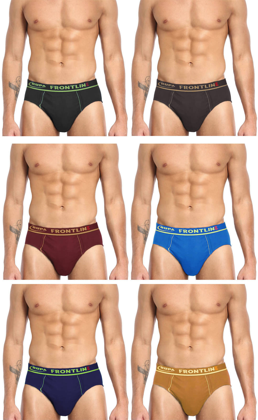 Rupa Frontline Pack of 6 Cotton Briefs For Men's ( Multicolor ) Rupa Frontline Pack of 6 Cotton Briefs For Men's ( Multicolor )
