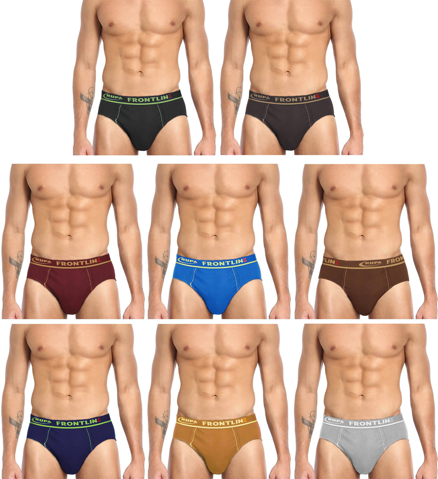 Rupa Frontline Pack of 8 Cotton Briefs For Men's ( Multicolor ) Rupa Frontline Pack of 8 Cotton Briefs For Men's ( Multicolor )