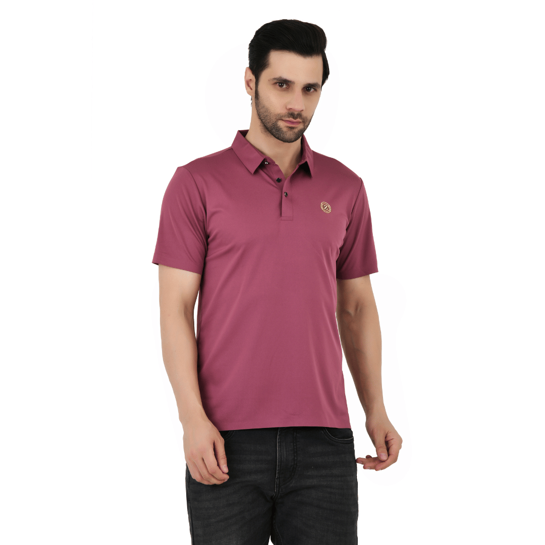     			Sageware Men Cotton Blend Regular Fit Solid T-Shirt ( Purple )