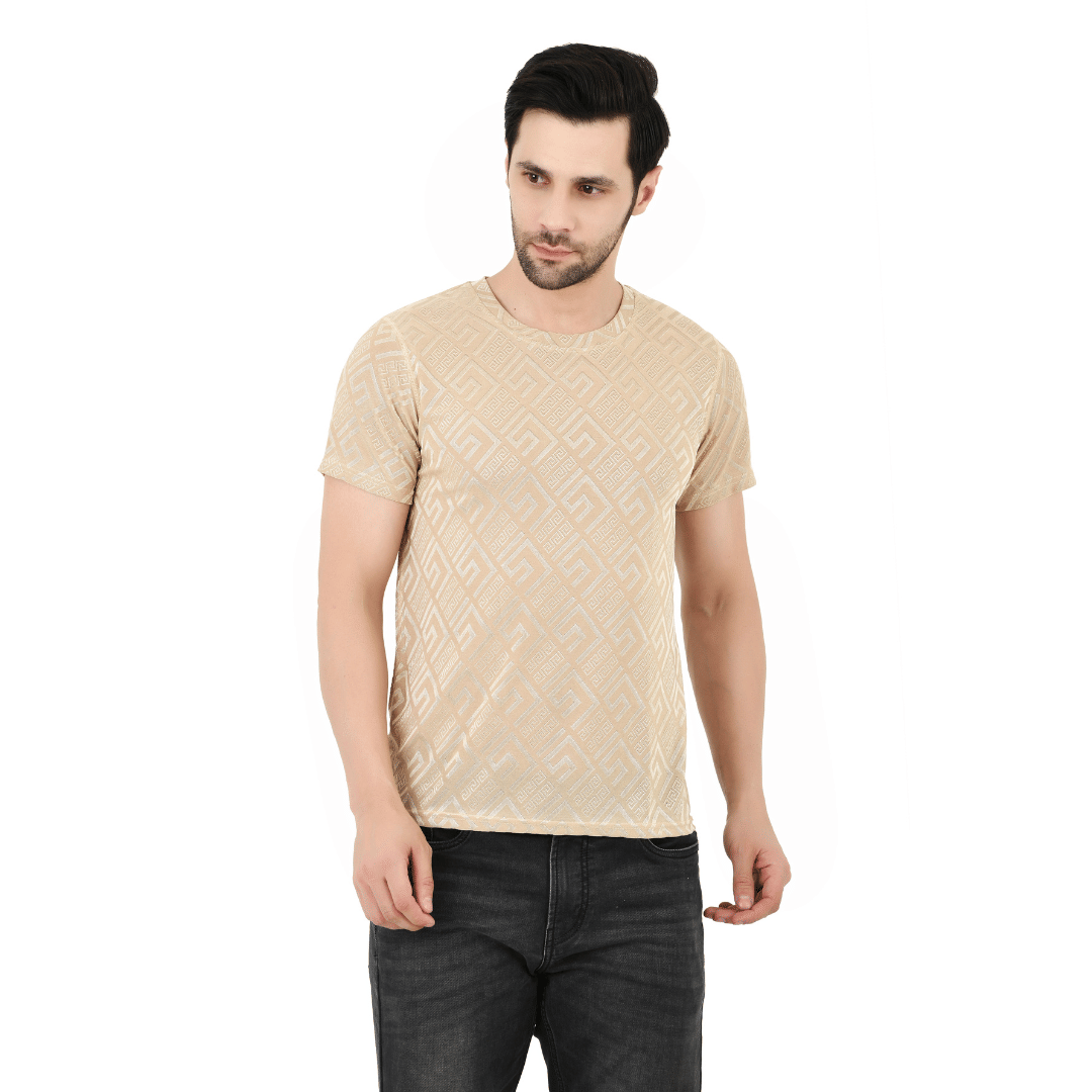     			Sageware Men Polyester Regular Fit Printed T-Shirt ( Cream )
