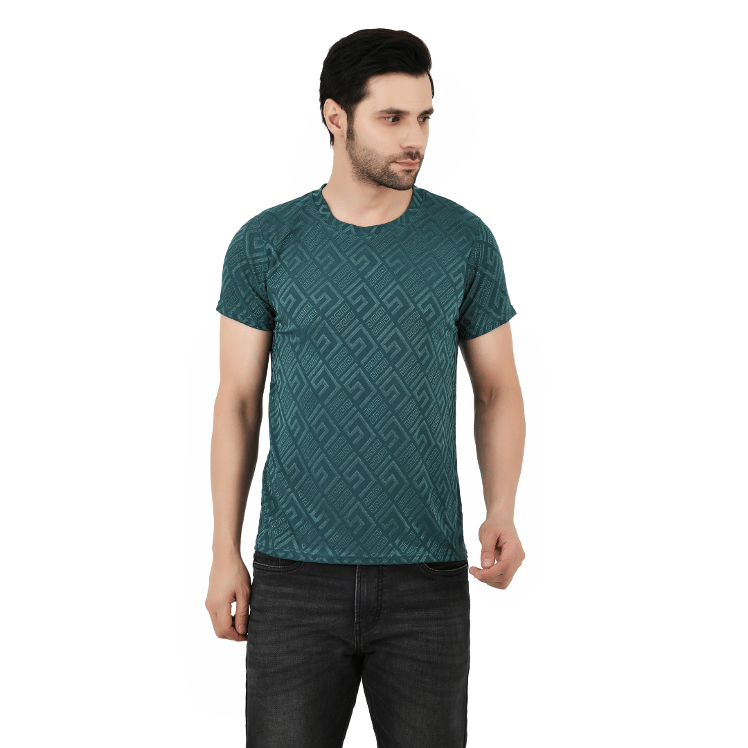     			Sageware Men Polyester Regular Fit Solid T-Shirt ( Teal )