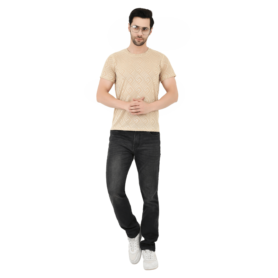     			Sageware Men Polyester Regular Fit Printed T-Shirt ( Cream )