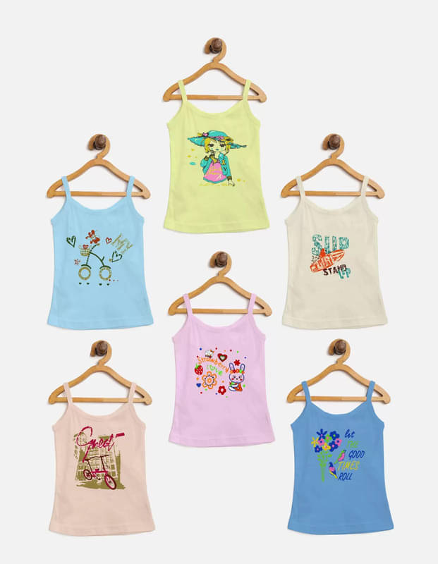 Shakubhar Pack of 6 Baby Girls Cotton Blend Camisoles ( Multicolor ) Shakubhar Pack of 6 Baby Girls Cotton Blend Camisoles ( Multicolor )