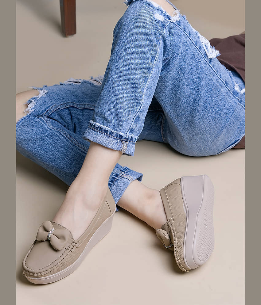 Shoetopia Beige Women's Loafers - Casual Shoes | Buy online on ZillyBuy