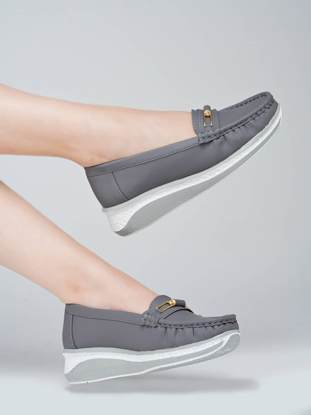 Shoetopia Light Grey Women's Loafers - Casual Shoes | Buy online on ZillyBuy