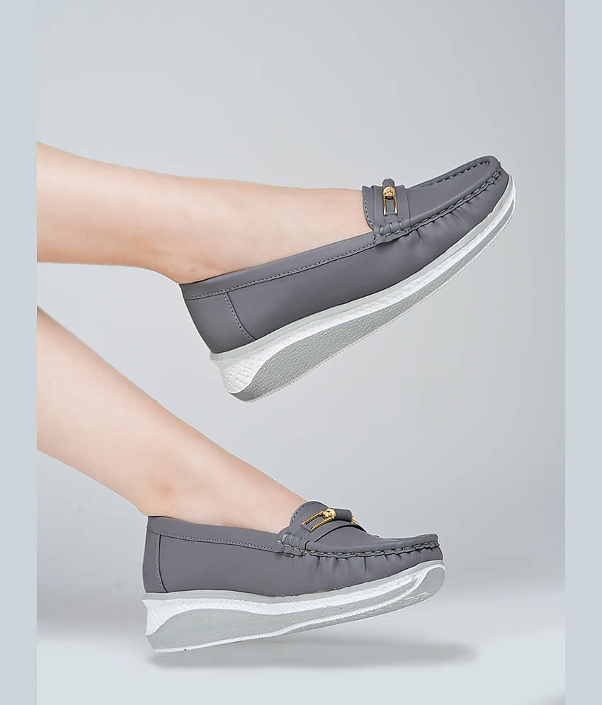 Shoetopia Light Grey Women's Loafers - Casual Shoes | Buy online on ZillyBuy