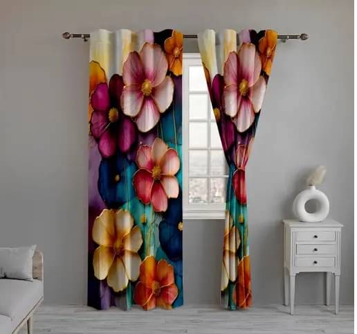 Tramb Abstract Room Darkening Eyelet Curtain 7 FT ( Pack of 1 ) - Multi Color     			Tramb Abstract Room Darkening Eyelet Curtain 7 FT ( Pack of 1 ) - Multi Color