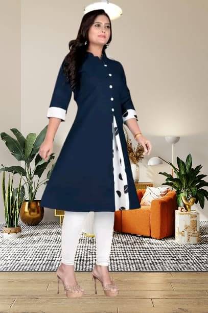     			Zorista Women Cotton Flex Solid A-line Kurti ( Blue )