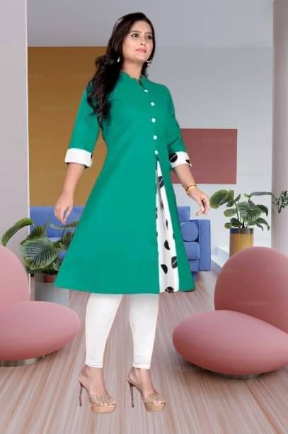     			Zorista Women Cotton Flex Solid A-line Kurti ( Dark Green )