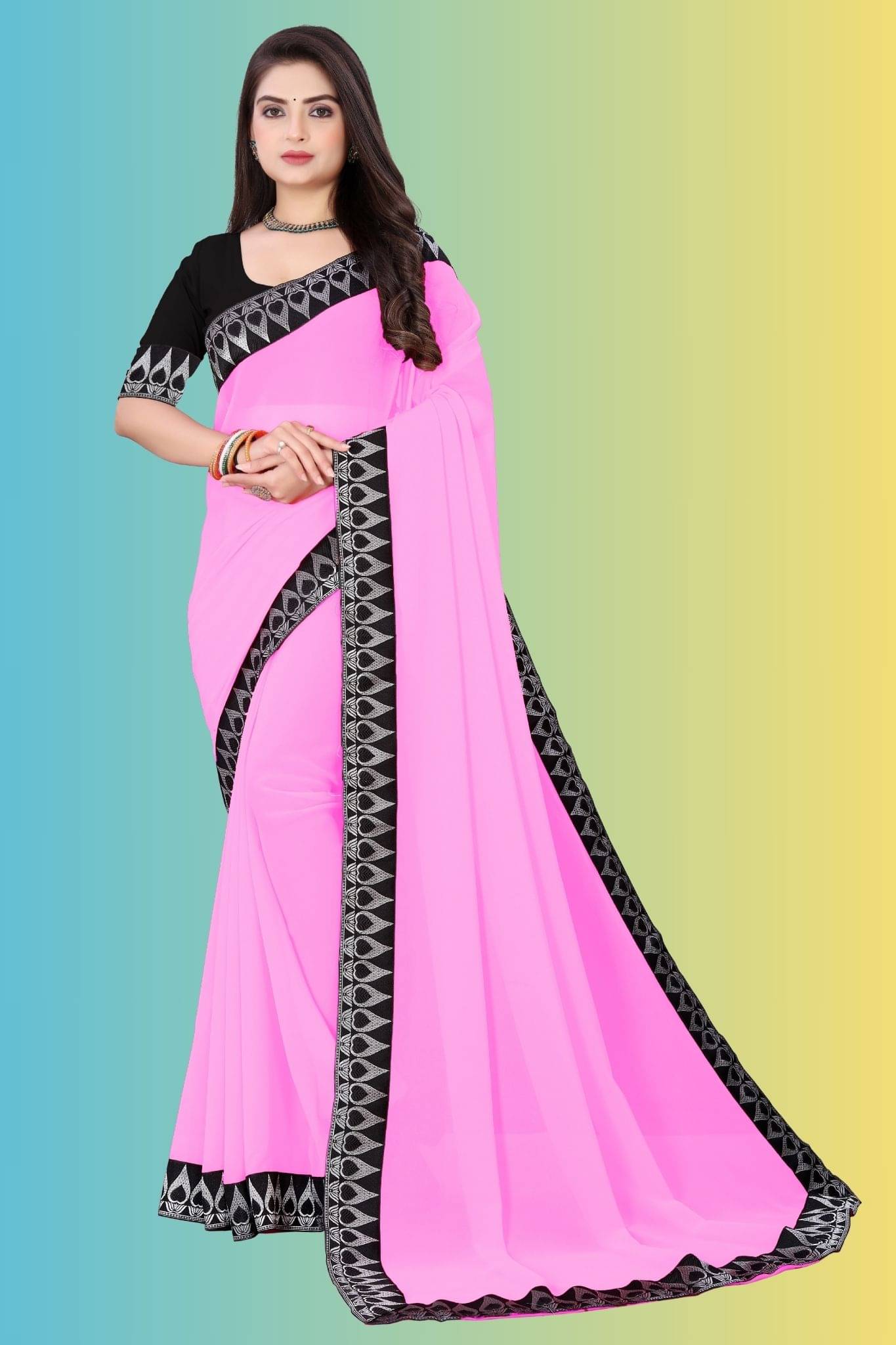     			Aai Shree Khodiyar Georgette Woven Banarasi saree With Unstitched Blouse Piece ( Pink )