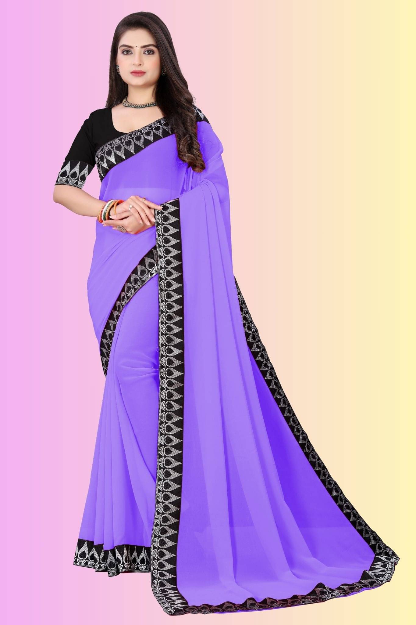 Aai Shree Khodiyar Georgette Woven Banarasi saree With Unstitched Blouse Piece ( Lavender ) Aai Shree Khodiyar Georgette Woven Banarasi saree With Unstitched Blouse Piece ( Lavender )
