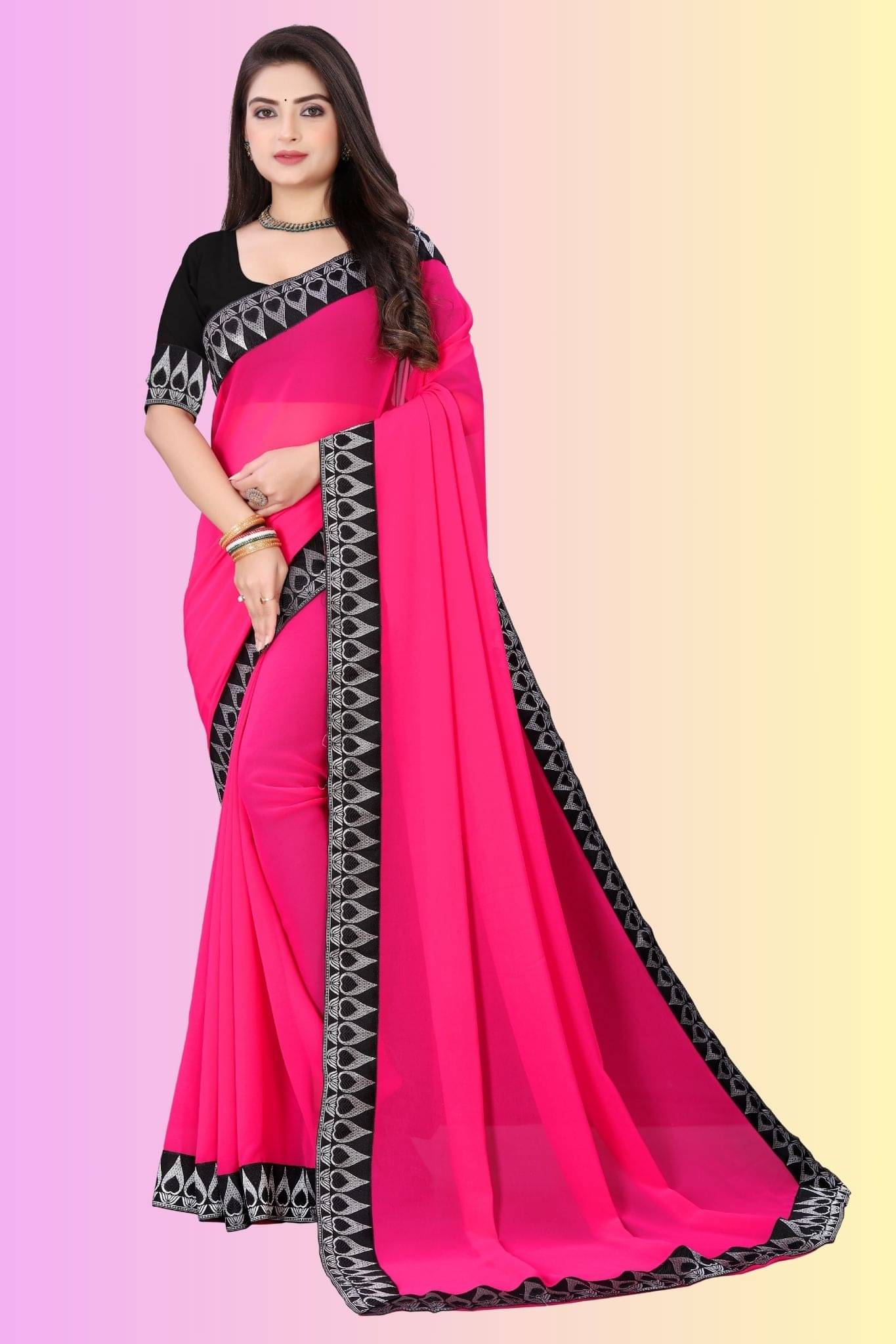 Aai Shree Khodiyar Georgette Woven Banarasi saree With Unstitched Blouse Piece ( Rani ) Aai Shree Khodiyar Georgette Woven Banarasi saree With Unstitched Blouse Piece ( Rani )