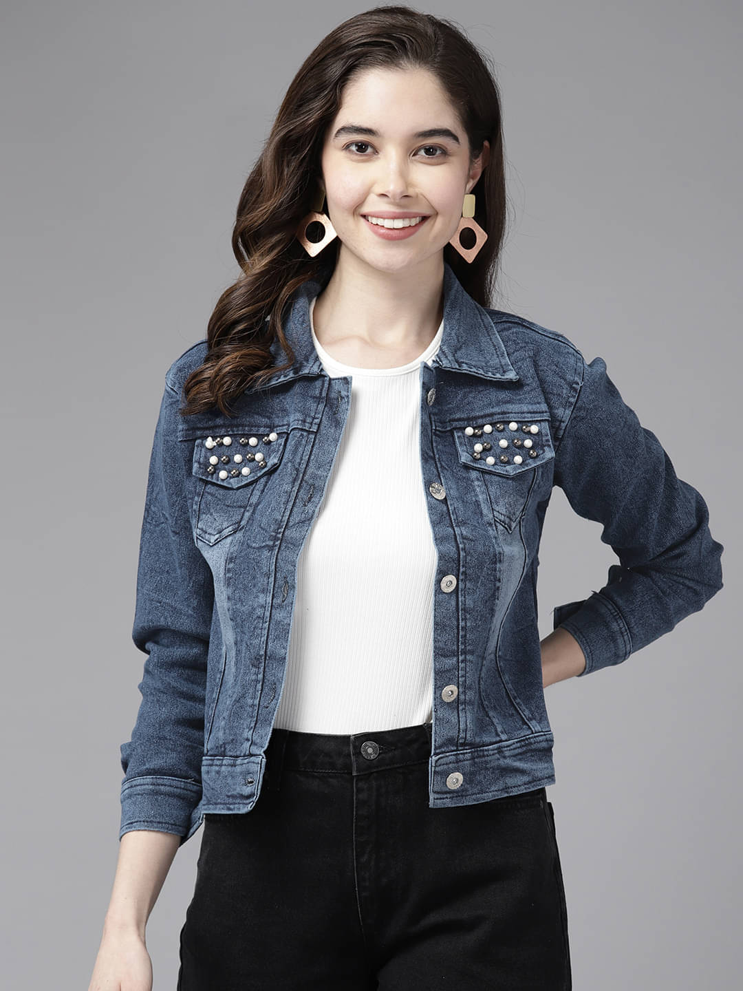 Aarika - Denim Navy Jackets Pack of 1 Aarika - Denim Navy Jackets Pack of 1