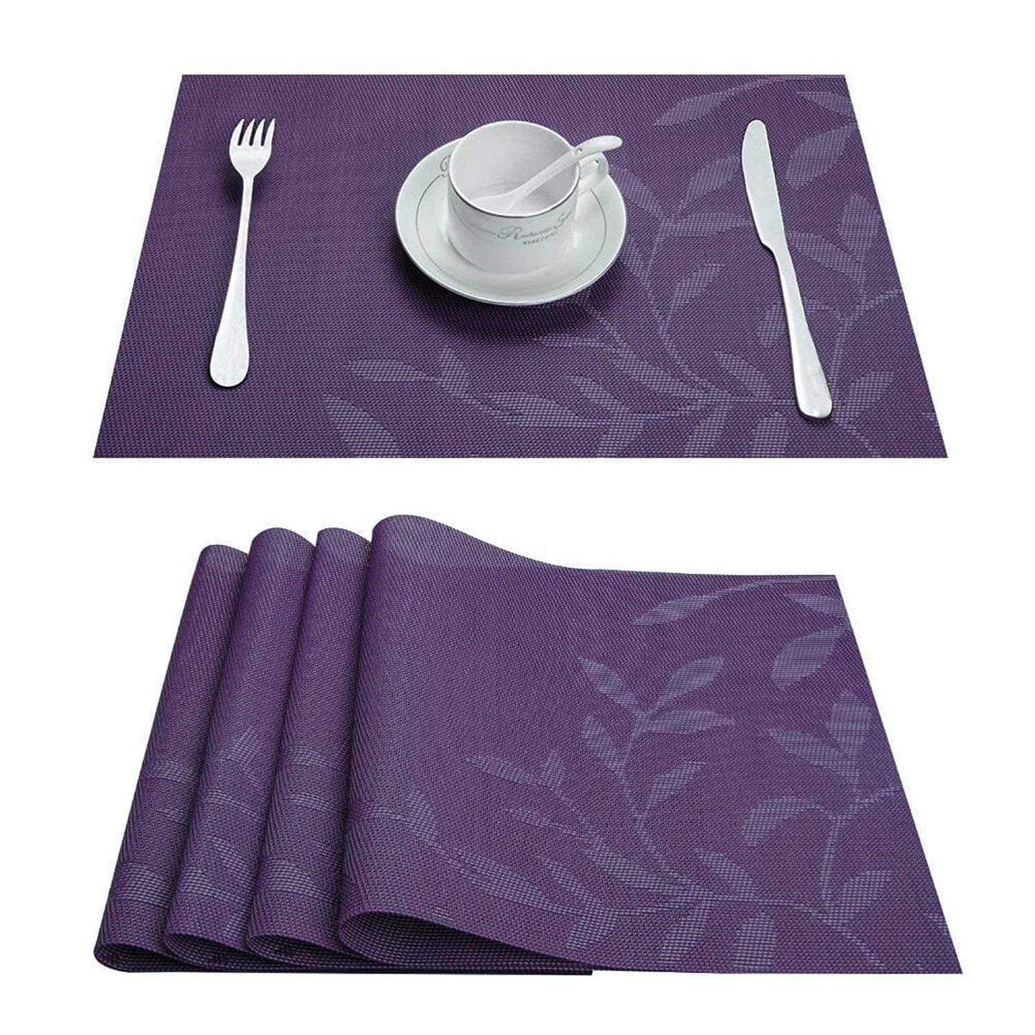     			BECKONMART PVC Abstract Table Mats ( 45 cm x 30 cm ) Pack of 4 - Violet