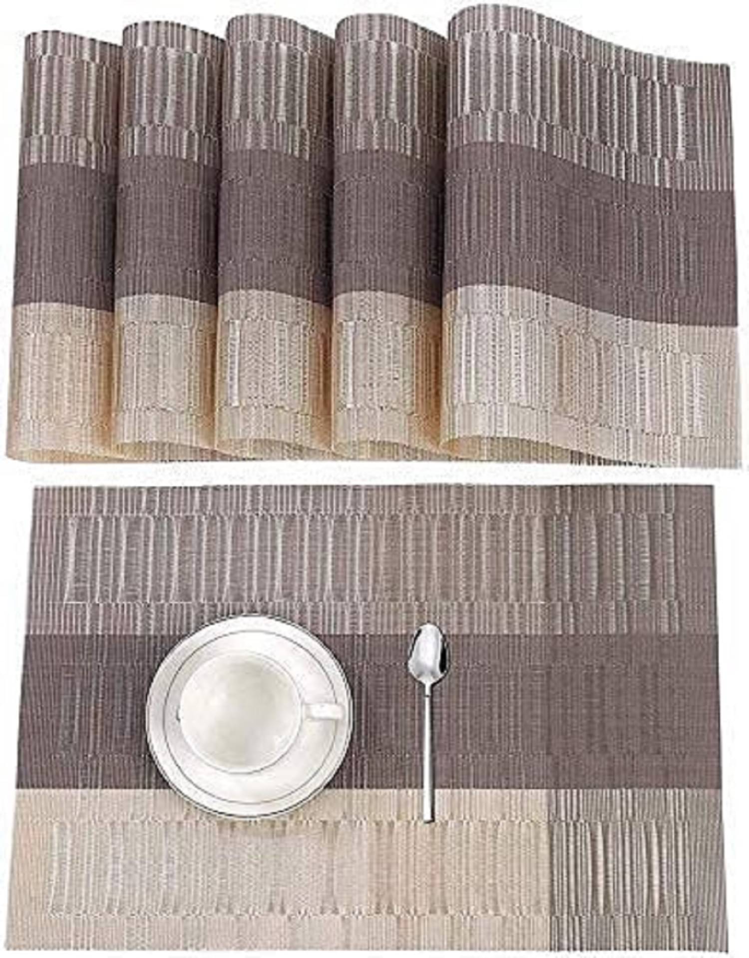     			BECKONMART PVC Abstract Table Mats ( 45 cm x 30 cm ) Pack of 4 - Beige