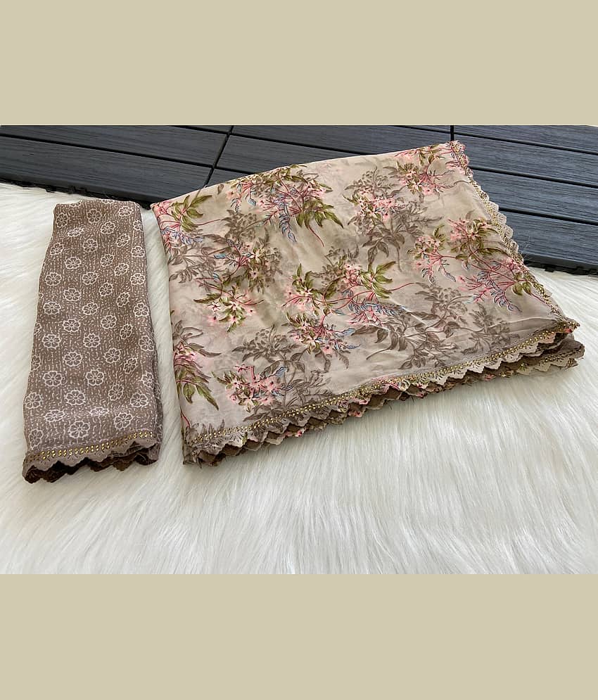 BHAVIKA SILK MILLS Georgette Printed Saree With Stitched Blouse ( pink ) - Sarees | Buy online on ZillyBuy