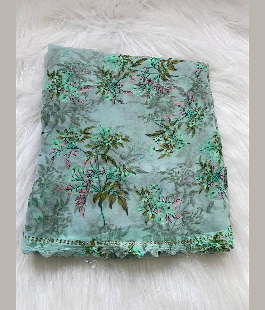 BHAVIKA SILK MILLS Georgette Printed Saree With Stitched Blouse ( rama ) - Sarees | Buy online on ZillyBuy