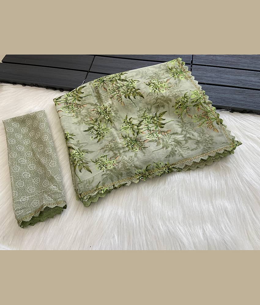 BHAVIKA SILK MILLS Georgette Printed Saree With Stitched Blouse ( green ) - Sarees | Buy online on ZillyBuy