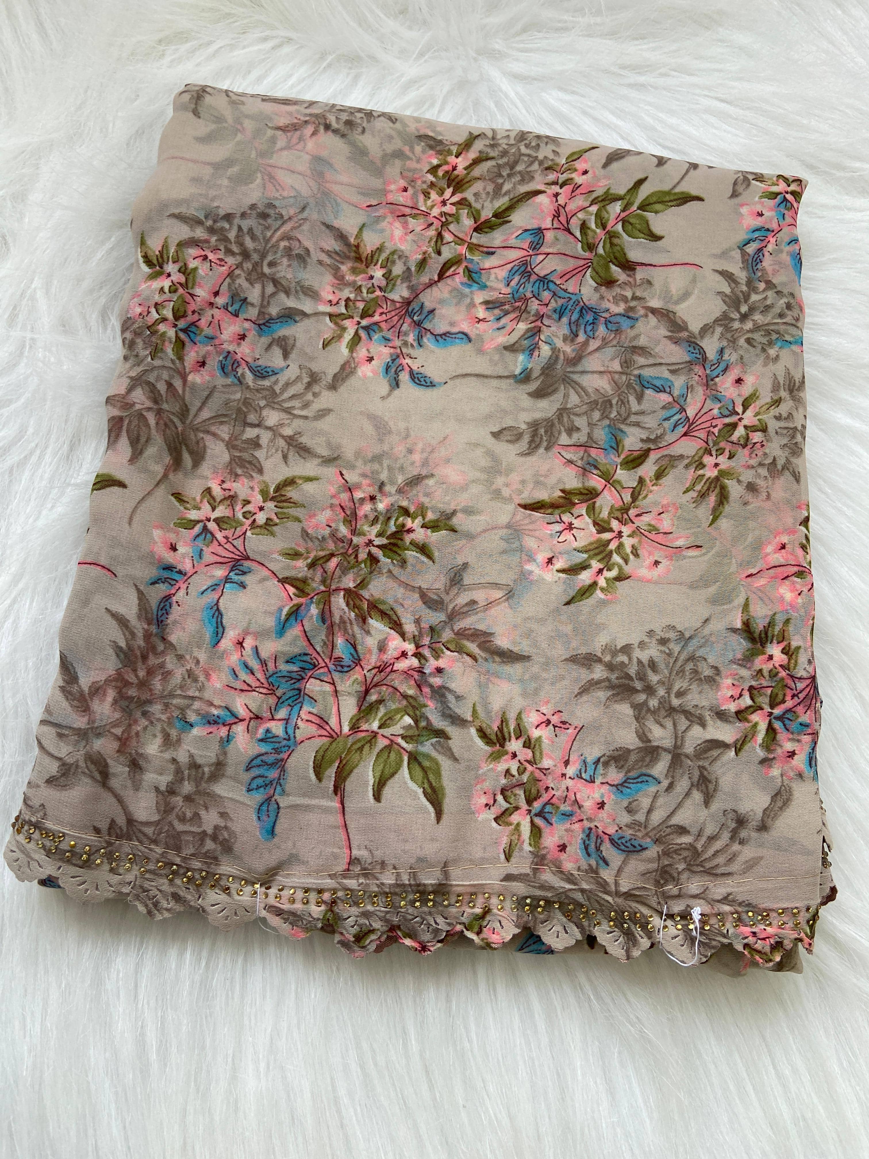 BHAVIKA SILK MILLS Georgette Printed Saree With Stitched Blouse ( pink ) - Sarees | Buy online on ZillyBuy