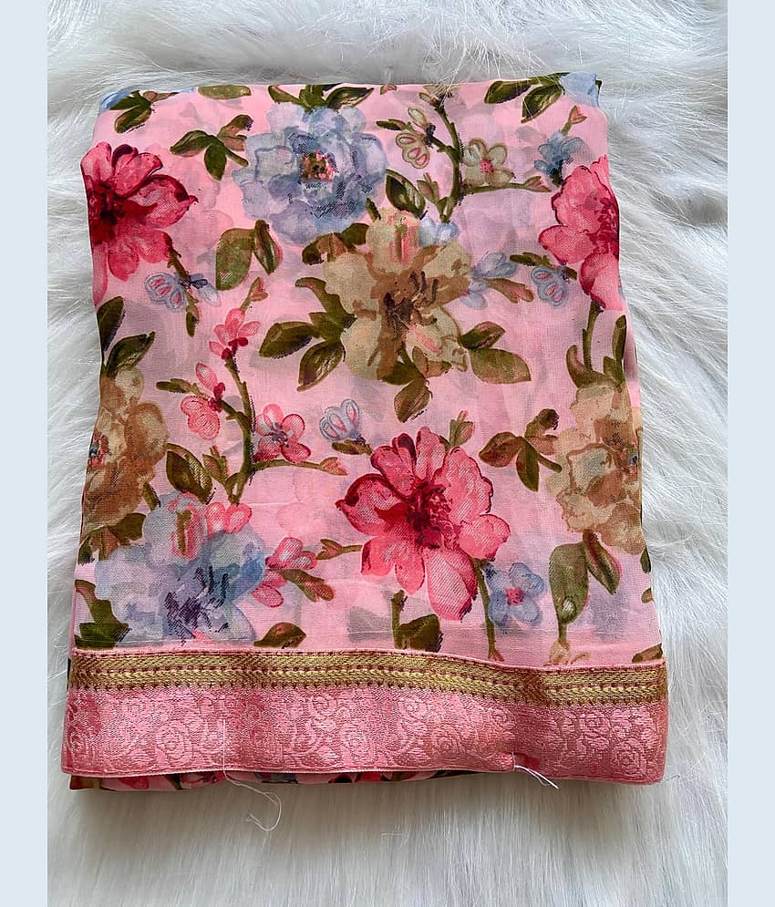 BHAVIKA SILK MILLS Georgette Printed Saree With Stitched Blouse ( pink ) - Sarees | Buy online on ZillyBuy