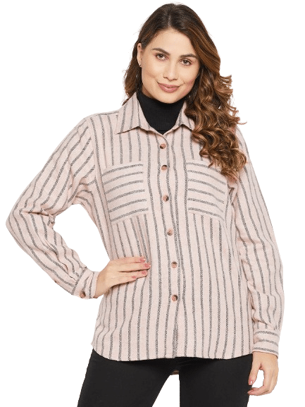 Bitterlime Women Checks Cotton Shirt ( Beige ) Bitterlime Women Checks Cotton Shirt ( Beige )