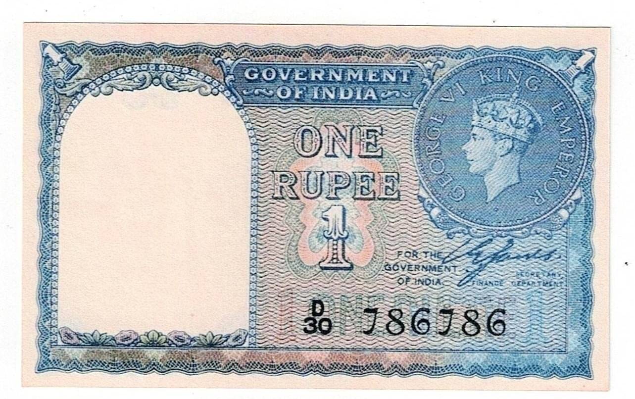 British India King George VI Double 786 1 Rupees Note only for collection and School Exhibition British India King George VI Double 786 1 Rupees Note only for collection and School Exhibition