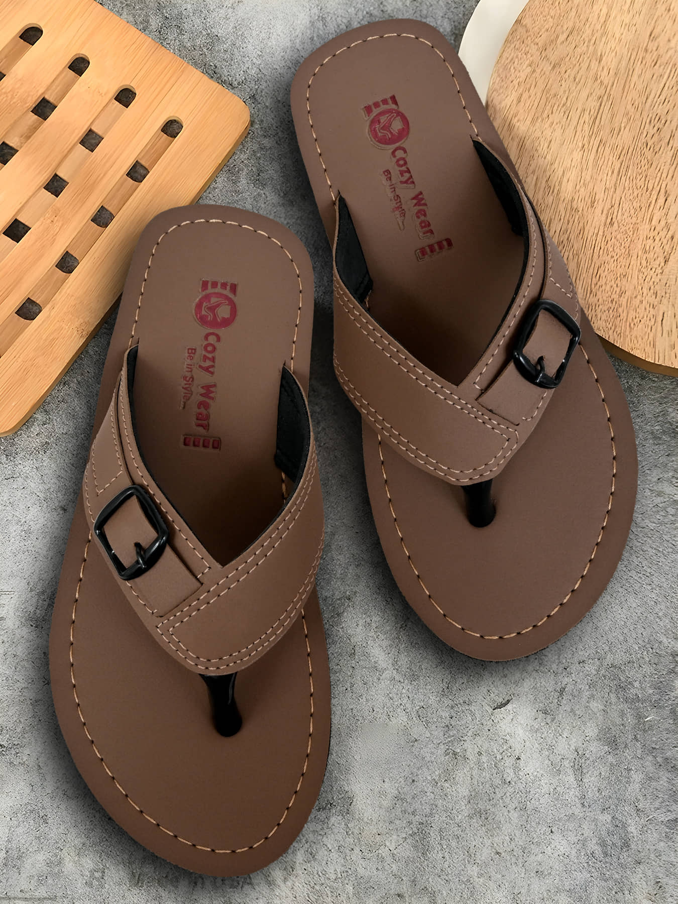 Cozy Wear Brown Men's Thong Flip Flop