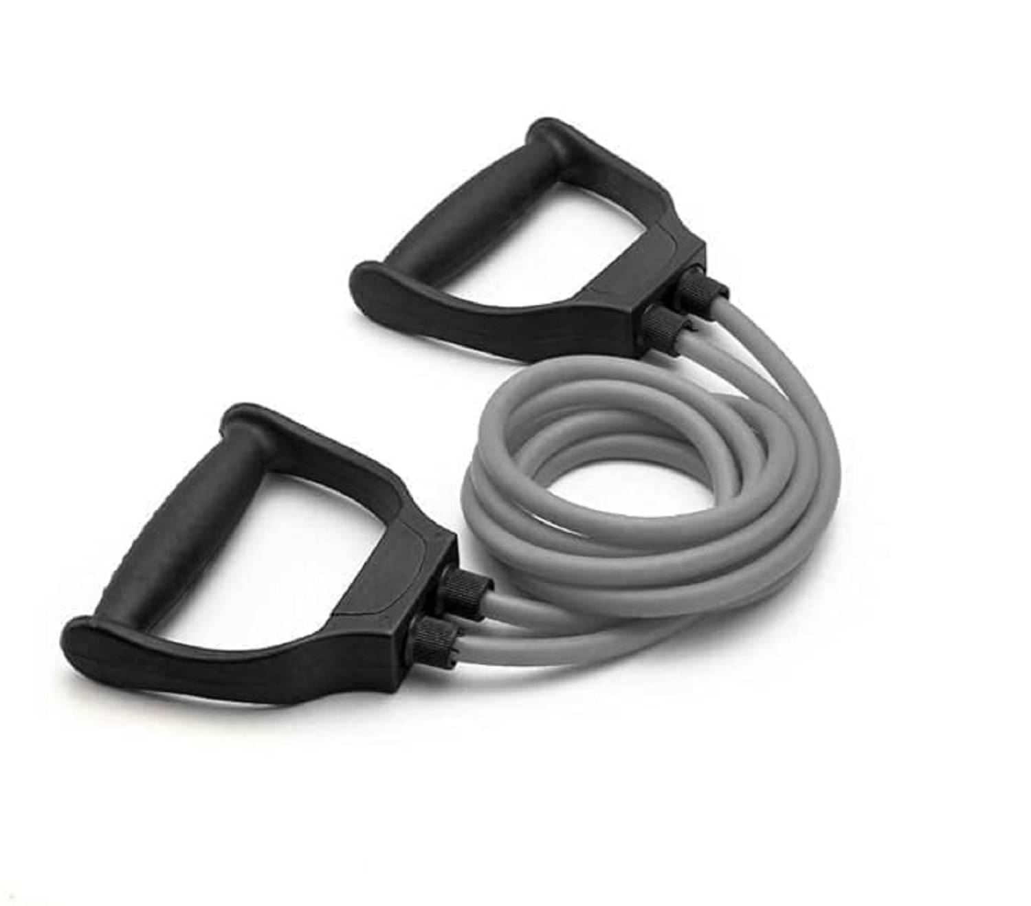 Double Toning Resistance Tube Pull Rope Elastic Rubber Exercise Band for Stretching, Workout, Home Gym and Toning with D Shaped Handles (Grey) Pack of 1 Double Toning Resistance Tube Pull Rope Elastic Rubber Exercise Band for Stretching, Workout, Home Gym and Toning with D Shaped Handles (Grey) Pack of 1
