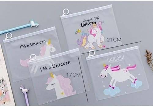     			ECLET A5 Multipurpose Zipper Case, Pen and Pencil Pouch Case, Travel Accessory Organizer Bag, Stationery Holder, Makeup Pouch, Return Gift for Kids - Transparent Pouch - Pack of 4PC