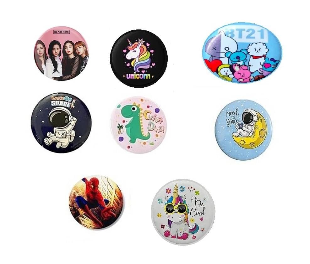     			ECLET kids mix Design Badges (Pack of 8pc) Positive Quotes for Kids Girls Unicorn Badges Pin Button for Bag