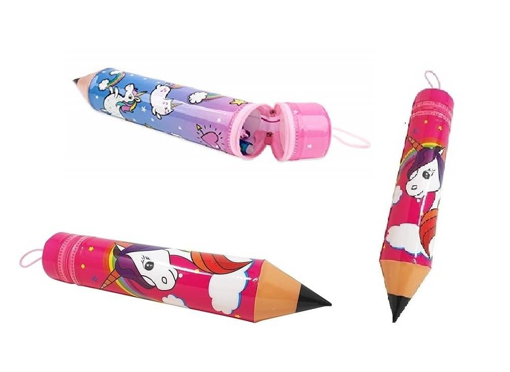     			Eclet 3PC Unicorn Cartoon Printed Pencil Shape Pencil Pouch For Kids Pen Pencil Zipper Pouch Stationery Case For Boys & Girls, Birthday Party Gifts, Art Plastic Pencil Box  (Set of 1, Multicolor)