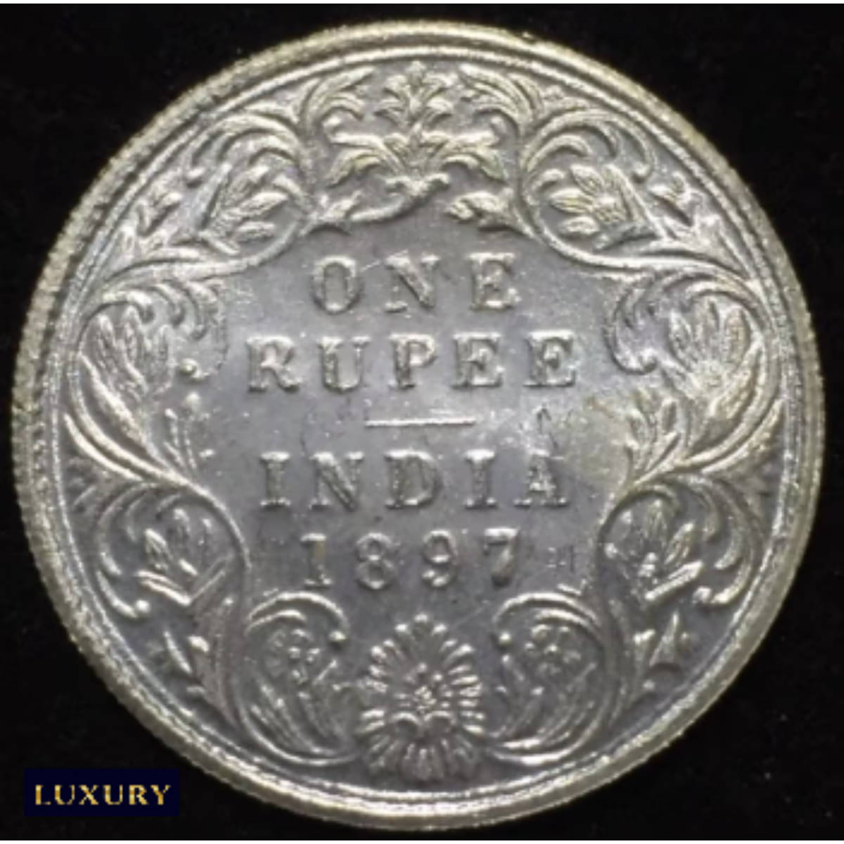     			Extremely Rare 1897 One Rupee Victoria, old British India Rare Coin