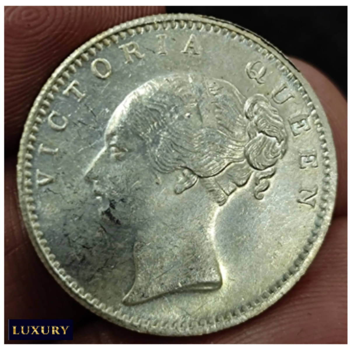     			Extremely Rare Half Rupee 1840 Victoria, old India Rare Coin