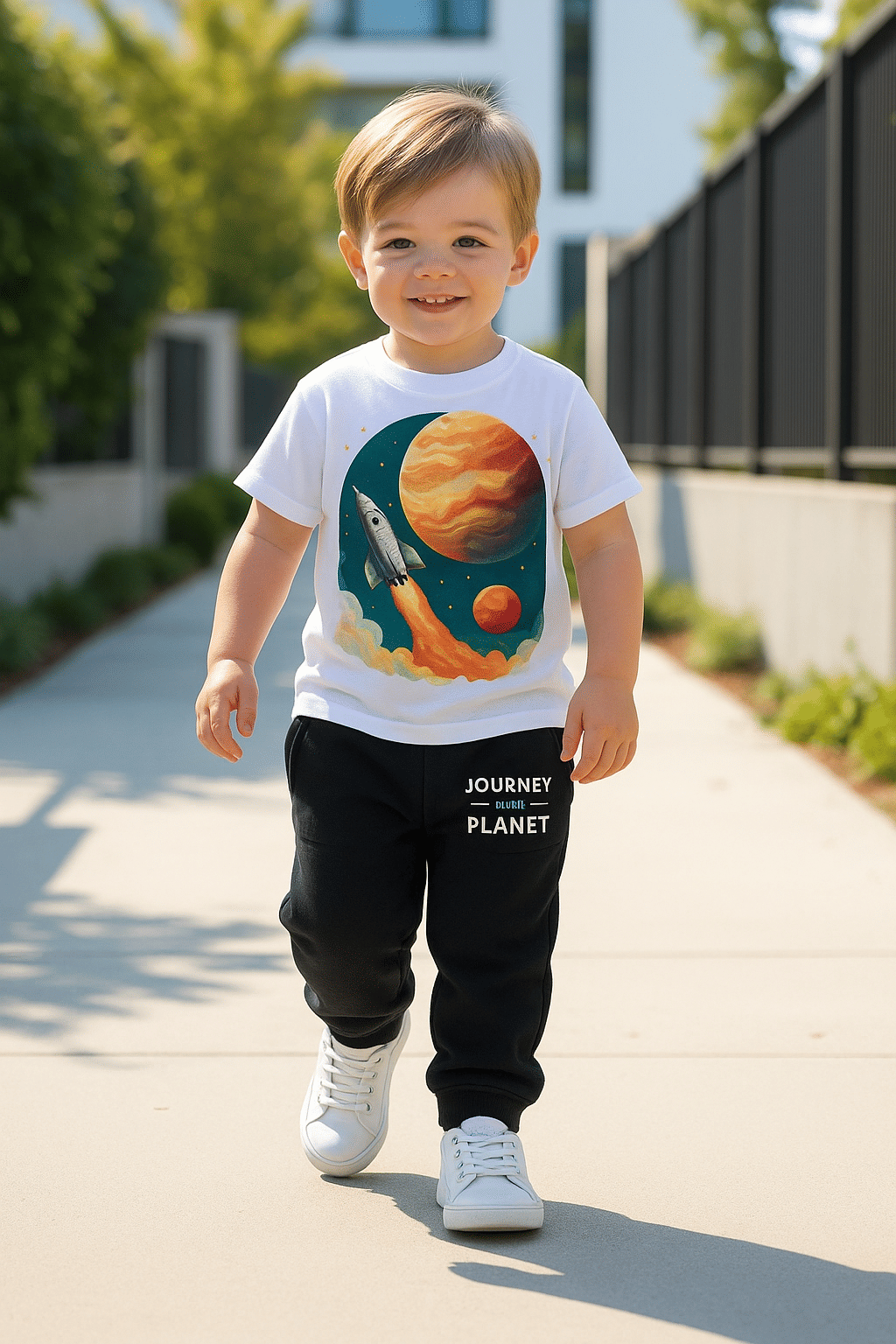 FABOZA Pack of 1 Boys Cotton Blend T-Shirt & Pants Set ( White )     			FABOZA Pack of 1 Boys Cotton Blend T-Shirt & Pants Set ( White )