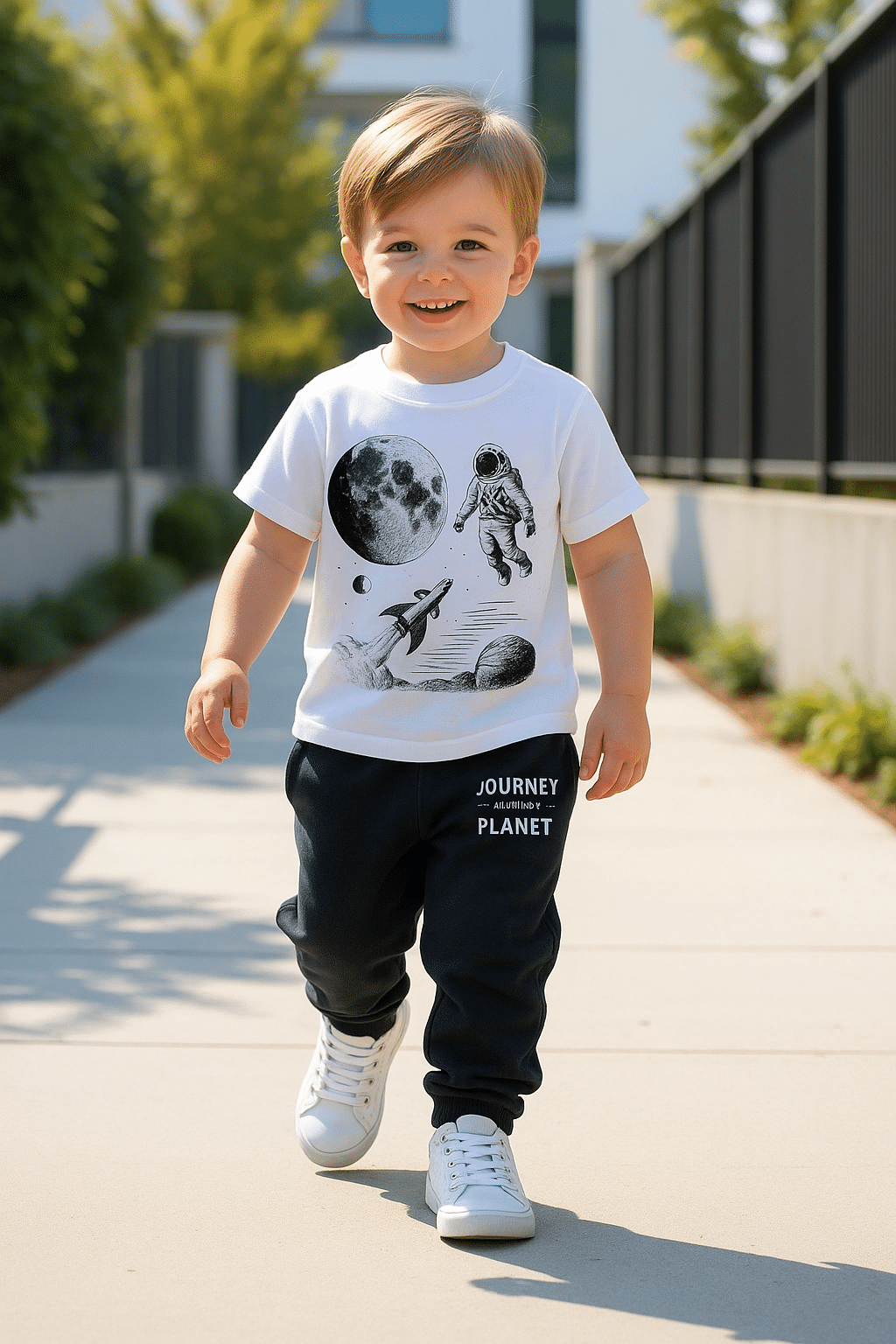 FABOZA Pack of 1 Boys Cotton Blend T-Shirt & Pants Set ( White ) FABOZA Pack of 1 Boys Cotton Blend T-Shirt & Pants Set ( White )