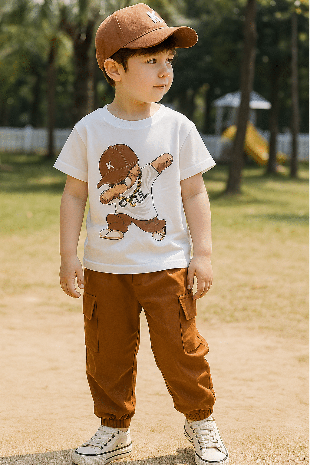 FABOZA Pack of 1 Boys Cotton Blend T-Shirt & Pants Set ( White ) FABOZA Pack of 1 Boys Cotton Blend T-Shirt & Pants Set ( White )